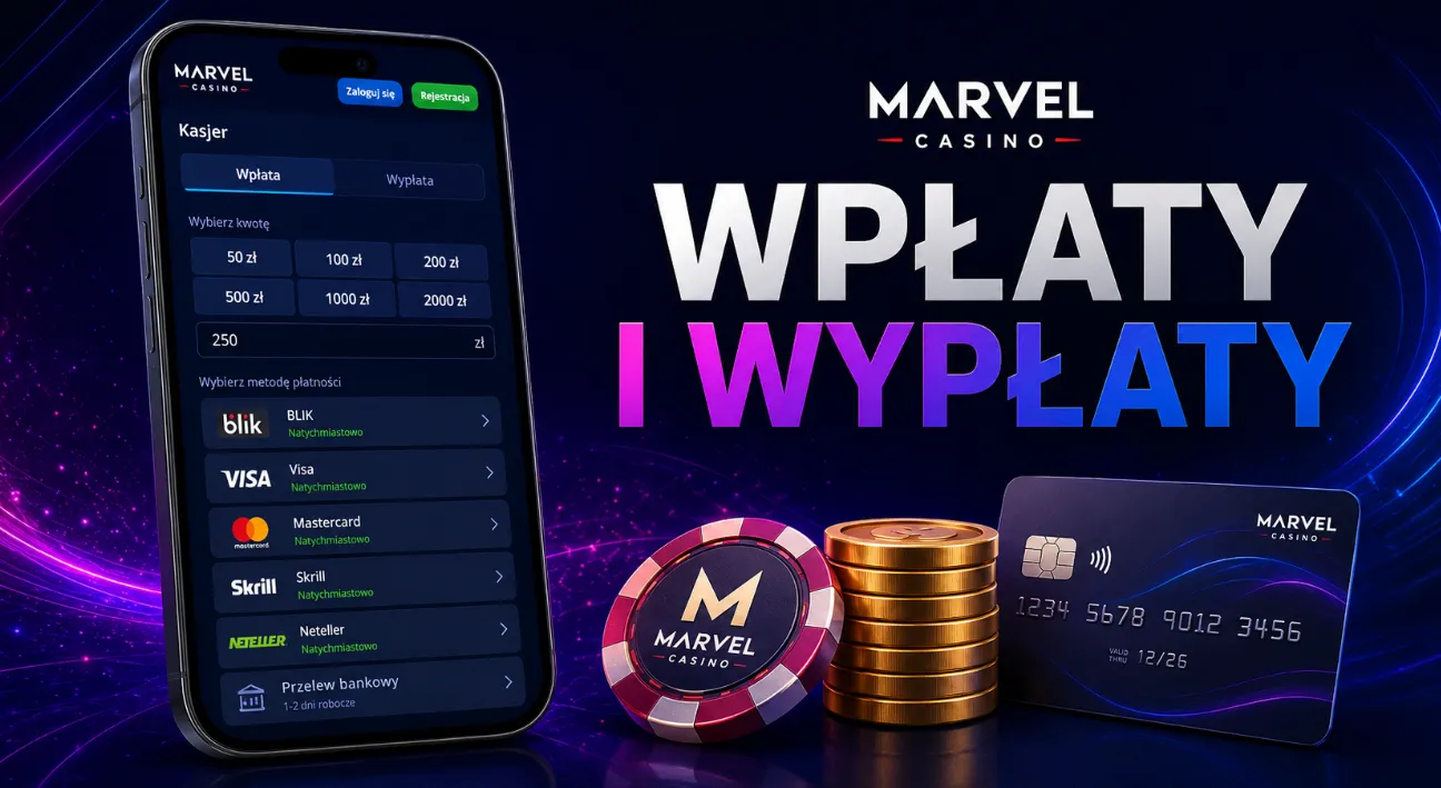 Wpłaty i wypłaty mobilne w Marvel Casino